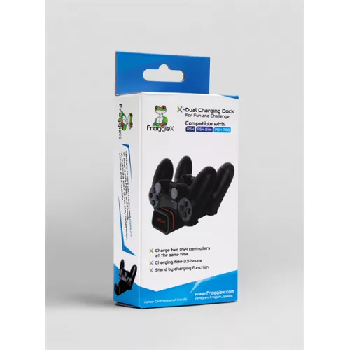 FroggieX FX-P4-C2-B Dual Charging Dock PS4 fekete töltőállomás