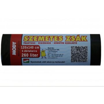  Mody 260l 120x140cm 40 mikr. 5 db/csomag háztartási szemeteszsák