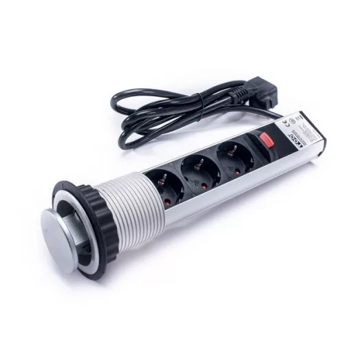 TOO PPS-300-3S IP20, 3x 2P+F, strieborný stolový zapustený rozvádzač