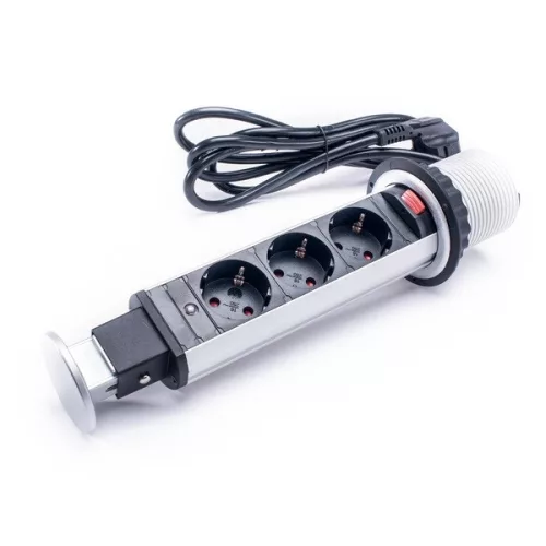 TOO PPS-300-3S IP20, 3x 2P+F, strieborný stolový zapustený rozvádzač