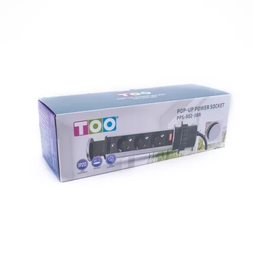 TOO PPS-302-3BR IP20, 3x 2P+F, kartáčovaný stolový rozvádzač