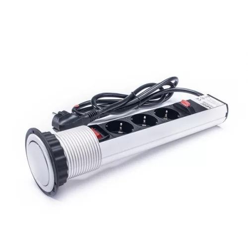 TOO PPS-303-3S IP20, 3x 2P+F, s odpojovacím vypínačom, strieborný stolový zapustený rozvádzač