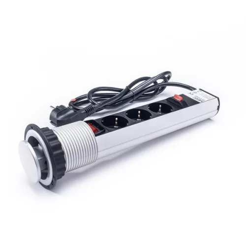 TOO PPS-303-3S IP20, 3x 2P+F, s odpojovacím vypínačom, strieborný stolový zapustený rozvádzač
