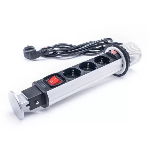 TOO PPS-303-3S IP20, 3x 2P+F, s odpojovacím vypínačom, strieborný stolový zapustený rozvádzač