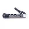 TOO PPS-305-3C IP20, 3x 2P+F, 2x USB-A, chrómová stolová zapustená rozvodná skrinka