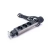 TOO PPS-305-3C IP20, 3x 2P+F, 2x USB-A, chrómová stolová zapustená rozvodná skrinka