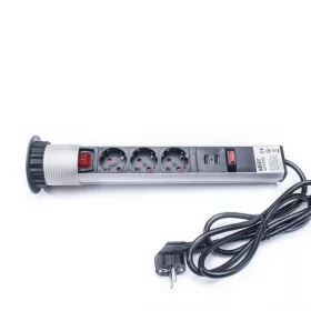   TOO PPS-307-3S IP20, 3x 2P+F, 2x USB-A, s odpojovacím vypínačom, strieborná stolová zapustená rozvodná skrinka