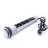 TOO PPS-307-3S IP20, 3x 2P+F, 2x USB-A, s odpojovacím vypínačom, strieborná stolová zapustená rozvodná skrinka