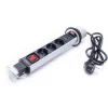 TOO PPS-307-3S IP20, 3x 2P+F, 2x USB-A, s odpojovacím vypínačom, strieborná stolová zapustená rozvodná skrinka