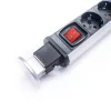 TOO PPS-307-3S IP20, 3x 2P+F, 2x USB-A, s odpojovacím vypínačom, strieborná stolová zapustená rozvodná skrinka