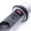 TOO PPS-307-3S IP20, 3x 2P+F, 2x USB-A, s odpojovacím vypínačom, strieborná stolová zapustená rozvodná skrinka
