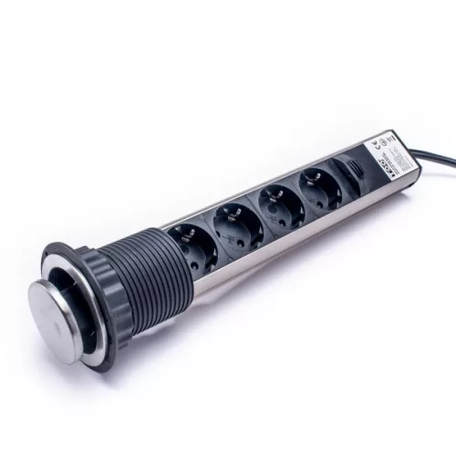 TOO PPS-309-4BR IP20, 4x 2P+F, kartáčovaný stolový rozvádzač