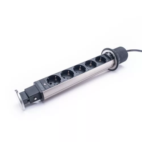 TOO PPS-311-5BR IP20, 5x 2P+F, kartáčovaný stolový rozvádzač