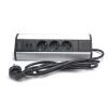 TOO VPS-315-3S IP20, 3x 2P+F, 2x USB-A, strieborná stolová predlžovačka