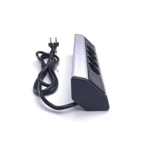TOO VPS-317-4S IP20, 4x 2P+F, 2x USB-A, strieborná predlžovacia linka na stôl