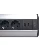 TOO VPS-317-4S IP20, 4x 2P+F, 2x USB-A, strieborná predlžovacia linka na stôl