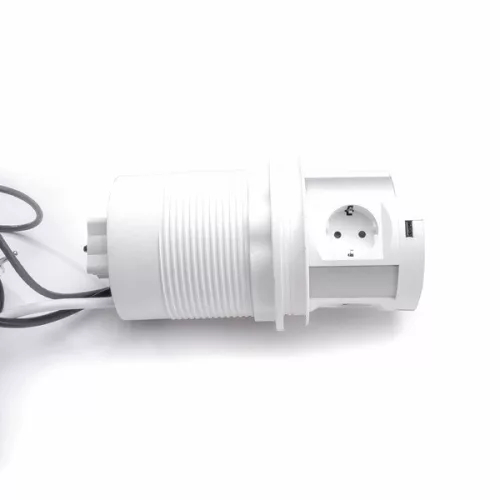 TOO PPS-100-4W IP20, 4x 2P+F, HDMI, RJ45, 2x USB-A, Qi nabíjanie, hydraulický, biely stolový zapustený rozvádzač