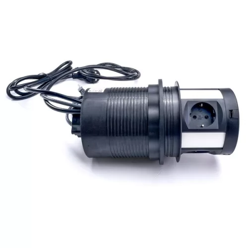 TOO PPS-101-4B IP20, 4x 2P+F, HDMI, RJ45, 2x USB-A, Qi nabíjanie, hydraulický, čierny stolový zapustený rozvádzač