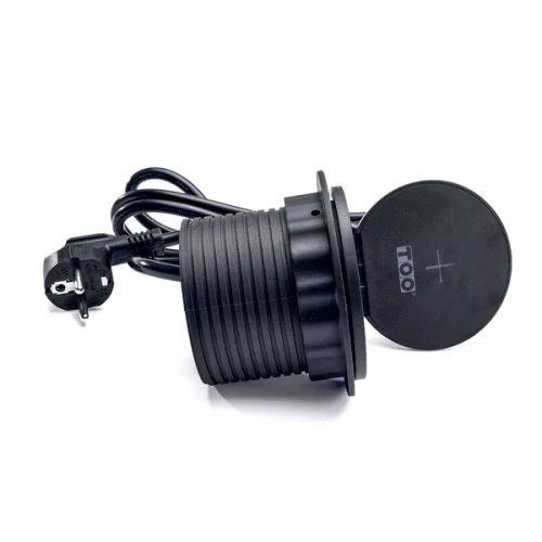 TOO GPS-103-1B IP20, 1x 2P+F, USB-A, Type-C, Qi nabíjanie, HDMI, čierny stolový zapustený napájací kábel