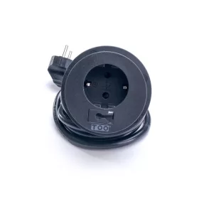   TOO GPS-203-1B IP20, 1x 2P+F, s káblovým vývodom, čierny stolový zapustený rozvádzač