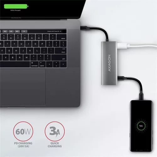 Axagon HMC-5G2 5-portový USB 3.2. Gen 2 strieborno-čierny HUB
