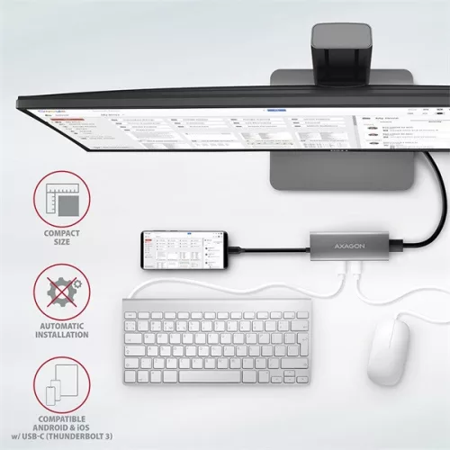 Axagon HMC-5G2 5-portový USB 3.2. Gen 2 strieborno-čierny HUB