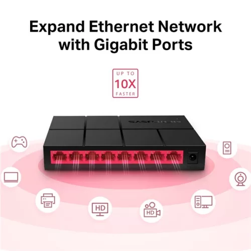 Mercusys MS108G 8-portni 10/100/1000Mbps neupravljani stolni preklopnik