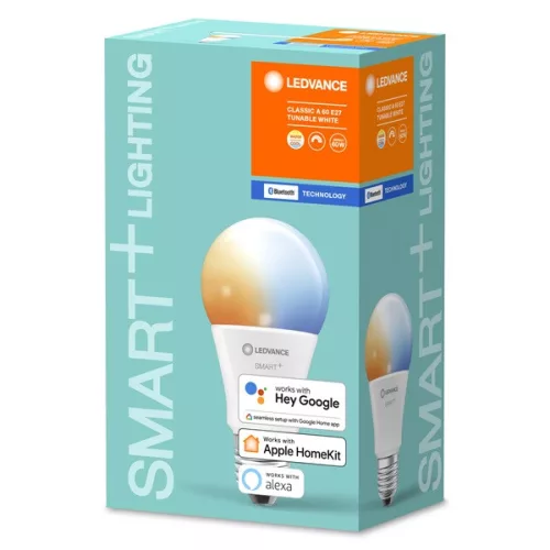 Ledvance Smart+ Bluetooth ovládaný 9W nastaviteľná teplota farby E27, stmievateľný hruškovitý LED zdroj svetla
