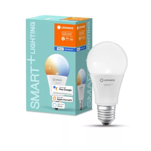 Ledvance Smart+ Bluetooth ovládaný 9W nastaviteľná teplota farby E27, stmievateľný hruškovitý LED zdroj svetla