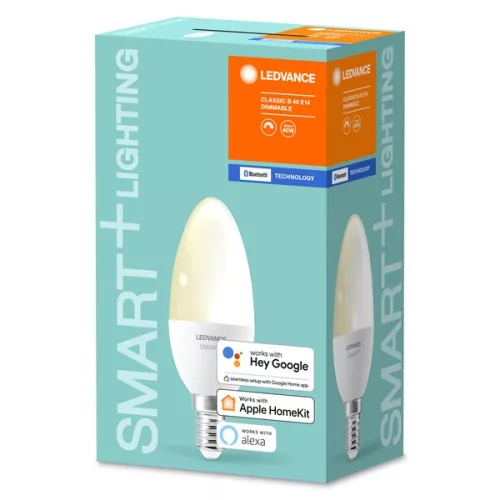 Ledvance Smart+ Bluetooth ovládaný 5W 2700K E14, stmievateľný LED zdroj svetla v tvare sviečky