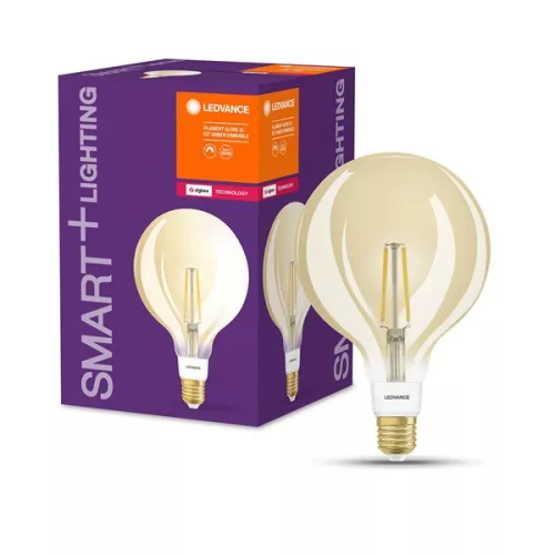 Ledvance Smart+ 6W 2400K E27, stmievateľný guľovitý filamentový LED zdroj svetla