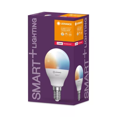 Malý guľový LED zdroj svetla Ledvance Smart+ 5W E14 s nastaviteľnou teplotou farby