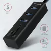 Axagon HMA-CR3A 3-portový USB 3.2. Gen 2 čierny HUB s čítačkou kariet