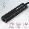 Axagon HMA-GL3A 3-portový USB 3.2. Gen 2 čierny HUB s gigabitovým LAN portom