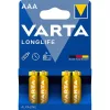 VARTA 4103101414 Langlebige AAA-Alkaline-Mikrobatterien, 4 Stück/Blister