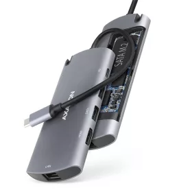   Axagon HMC-6M2 SUPERSPEED USB-C COMBO strieborno-čierny 6v1 HUB