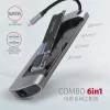 Axagon HMC-6M2 SUPERSPEED USB-C COMBO strieborno-čierny 6v1 HUB