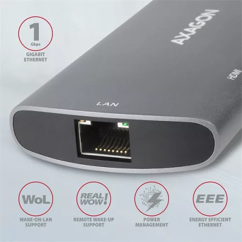 Axagon HMC-6M2 SUPERSPEED USB-C COMBO strieborno-čierny 6v1 HUB