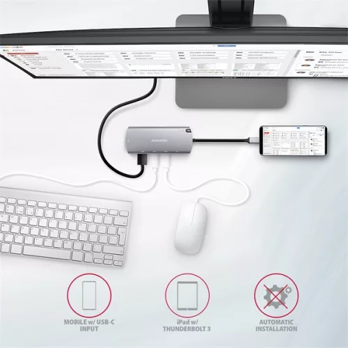 Axagon HMC-6M2 SUPERSPEED USB-C COMBO strieborno-čierny 6v1 HUB