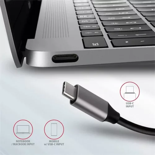 Axagon HMC-6M2 SUPERSPEED USB-C COMBO ezüst-fekete  6in1 hub