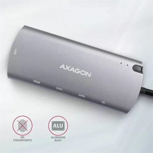 Axagon HMC-6M2 SUPERSPEED USB-C COMBO ezüst-fekete  6in1 hub