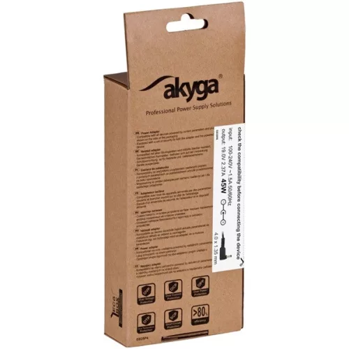 Akyga 19V/2,37A/45W 4x1,35mm + pin Asus notebook hálózati töltő
