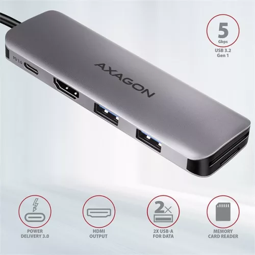 Axagon HMC-5 SuperSpeed ​​​​USB-C COMBO 5v1 HUB