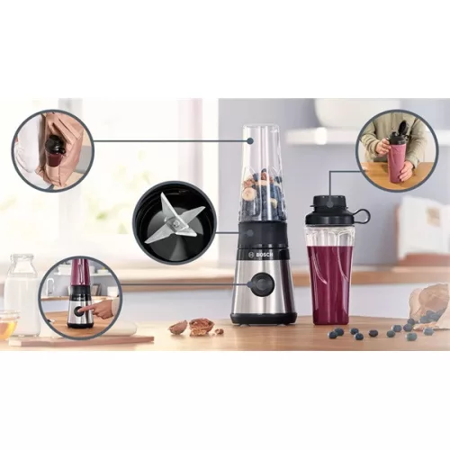 Mixér z nehrdzavejúcej ocele Bosch MMB2111M s objemom 0,6 l