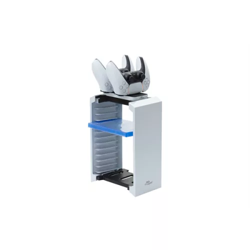 FroggieX FX-P5-C2-W Docking Charge and Storage PS5 dual fehér töltőállomás + lemez tartó állvány