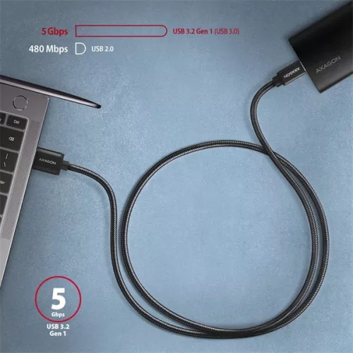 Axagon BUCM3-AM10AB USB-C 3.2 Gen 1 -  USB-A 1 m fekete kábel