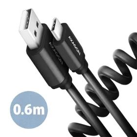   Axagon BUCM-AM10TB Twister USB-C 2.0 - USB-A 0,6 m čierny krútený kábel