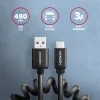 Axagon BUCM-AM10TB Twister USB-C 2.0 - USB-A 0,6 m čierny krútený kábel