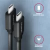 Axagon BUCM-CM10TB Twister USB-C 2.0 - USB-C 0,6 m čierny krútený kábel