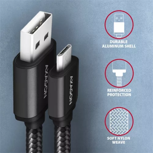 Axagon BUMM-AM20AB micro USB 2.0 B - USB 2.0 A 2 m čierny kábel